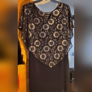 Navy Blue and Silver Evening Dress size 18W by Enfocus LOVELY!